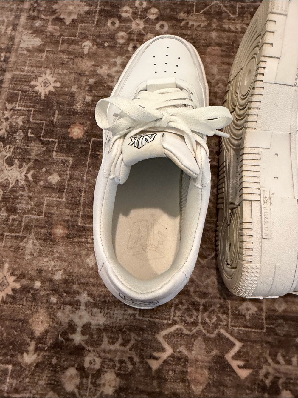 White Women's Leather Sneakers - Classic Low-Top Style - Picture 10 of 16